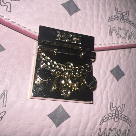 MCM Visetos Powder Pink Millie Crossbody Bag Leather Strap - Picture 2 of 10